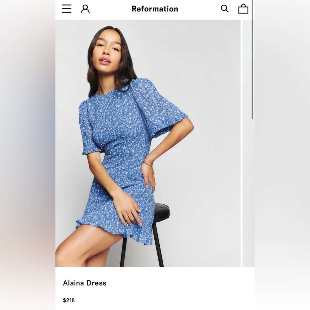 Reformation Alaina Blue Floral Mini Dress